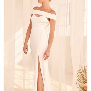 Lulus Off-the-Shoulder Mermaid Gown with Cutout Detail